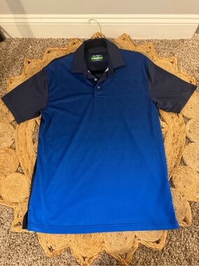Hogan Men's Blue Gradient Polo with Navy Trim